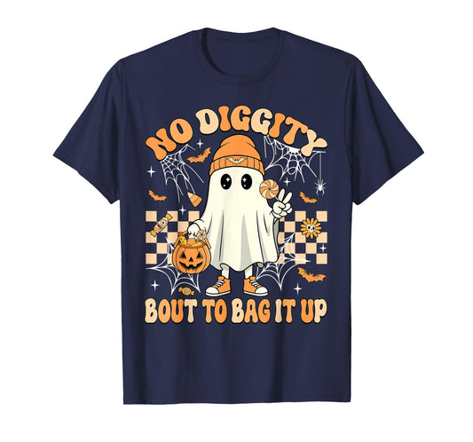 Halloween Ghost No Diggity Bout to Bag It Up Toddler Kids T-Shirt