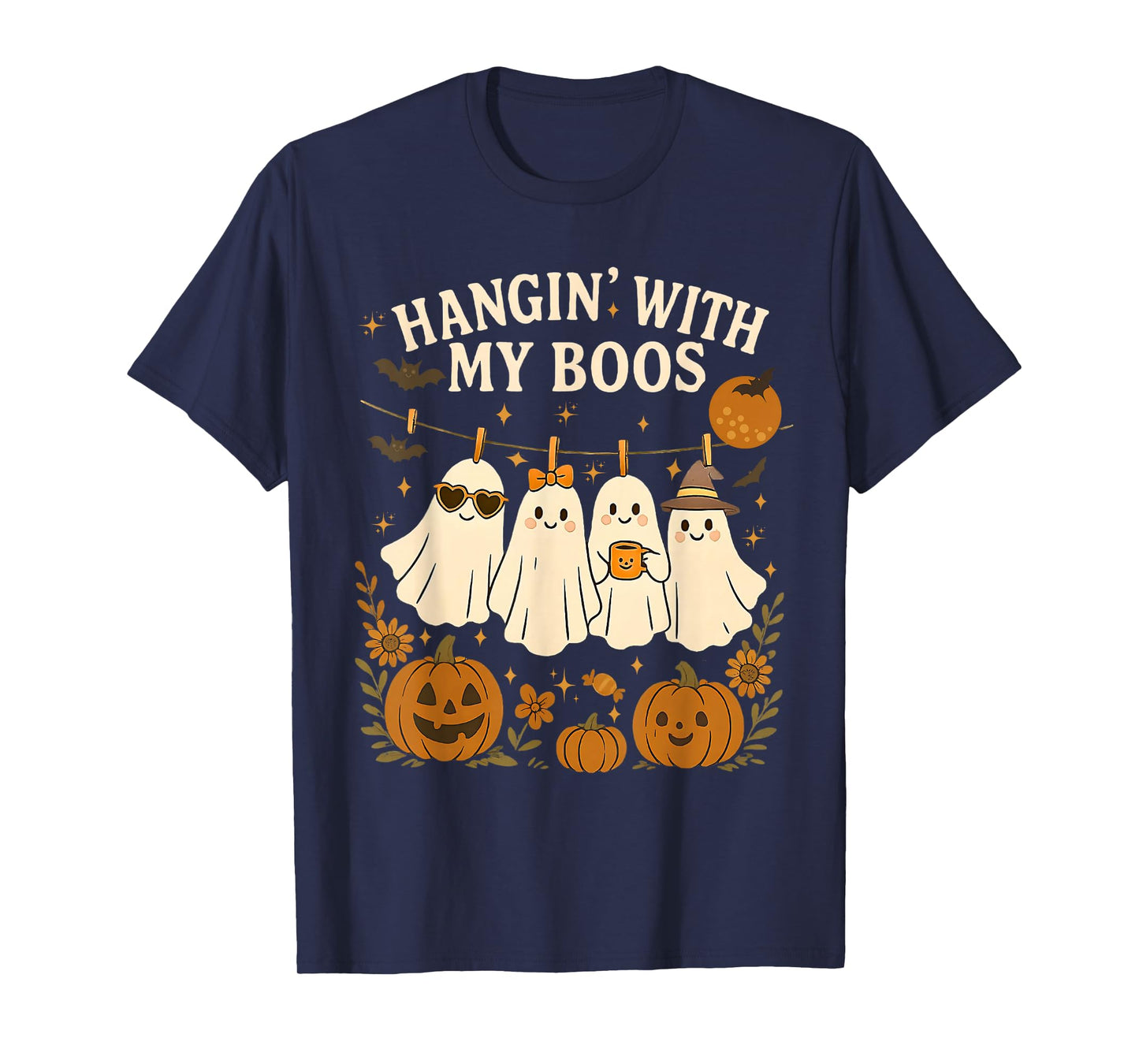 Hanging With My Boos Funny Cute Ghost Halloween T-Shirt