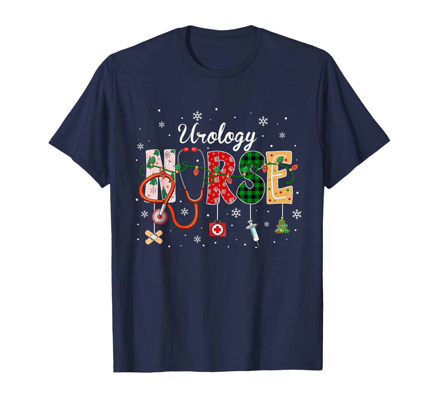 Urology Nurse Stethoscope Xmas Tree Cute Christmas T-Shirt