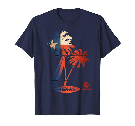 Surf Texas Palm Tree and Surfboard Tee Shirt T-Shirt