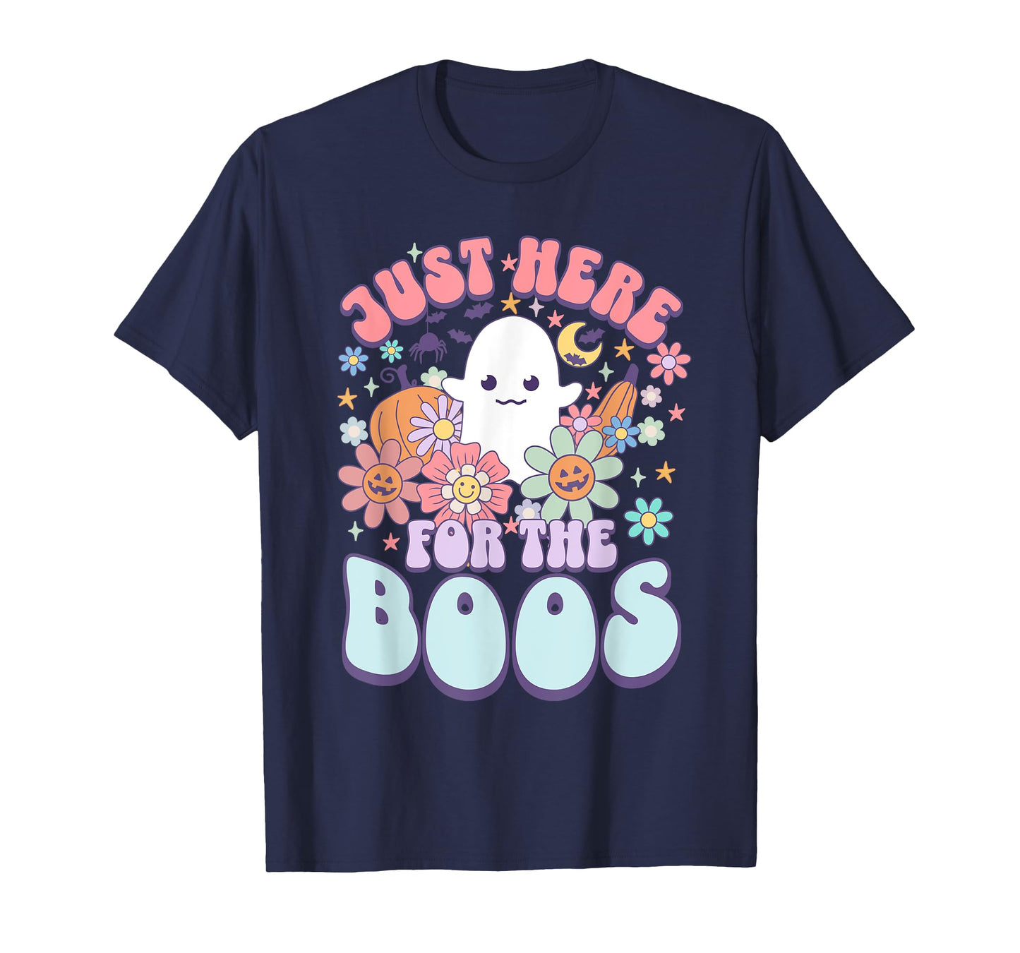 Just Here For The Boos Funny Halloween Cute Ghost Graphic T-Shirt