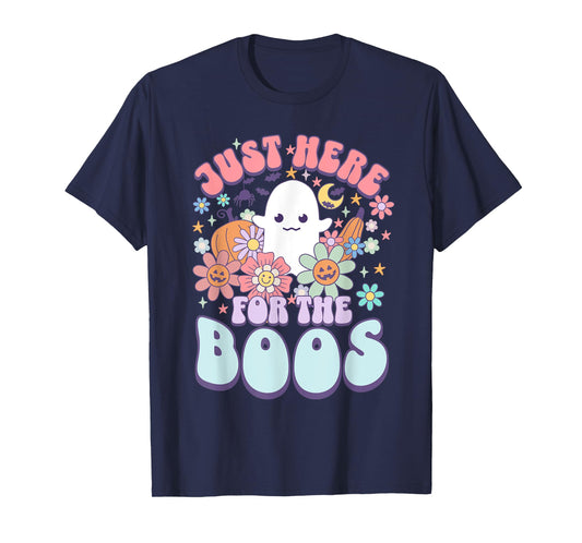 Just Here For The Boos Funny Halloween Cute Ghost Graphic T-Shirt
