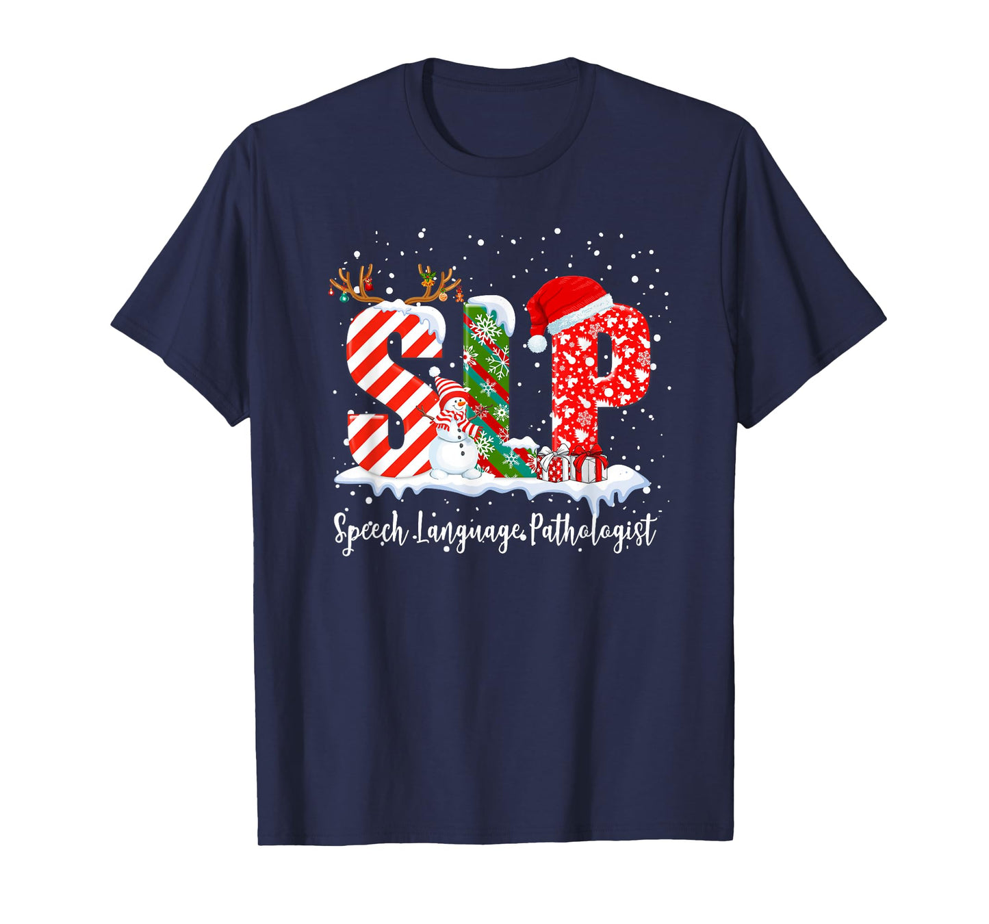 Funny SLP Speech Language Pathologist Santa Christmas Pajama T-Shirt