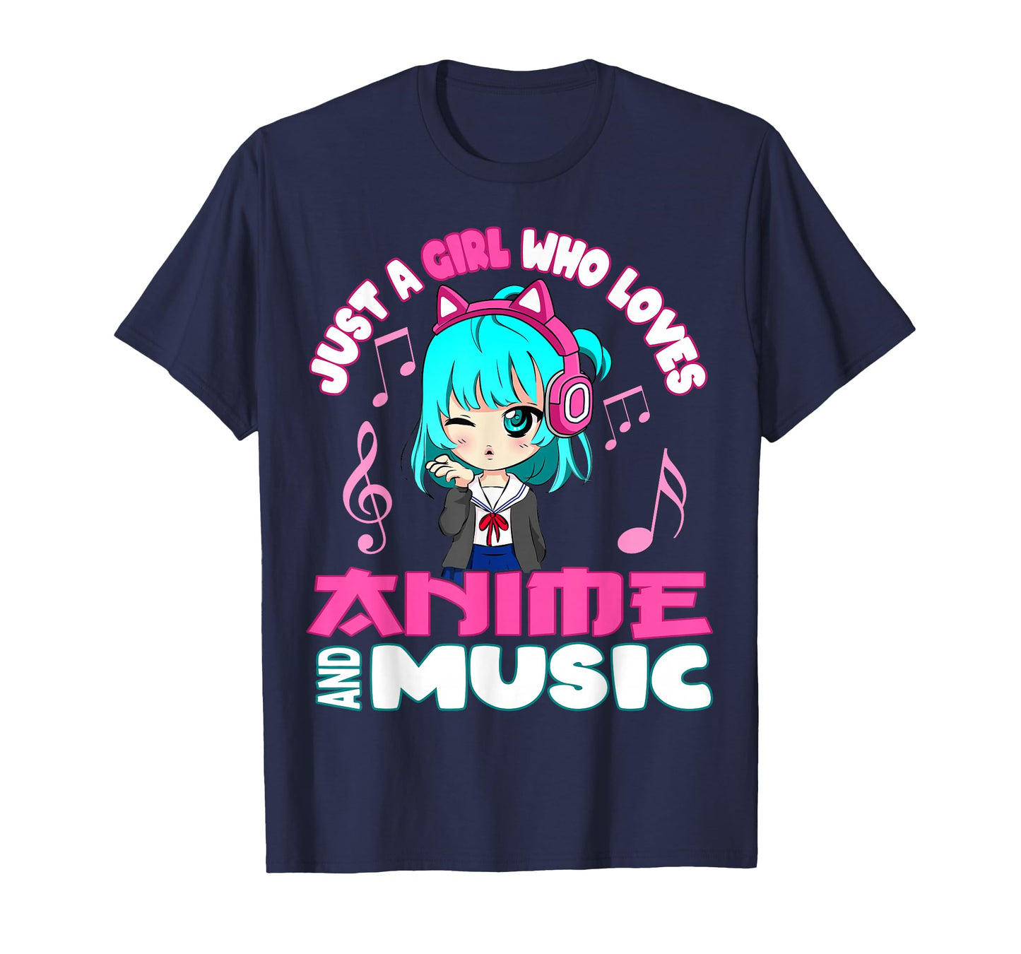 Anime and Music Girl for Teen chibi graphic funny T-Shirt