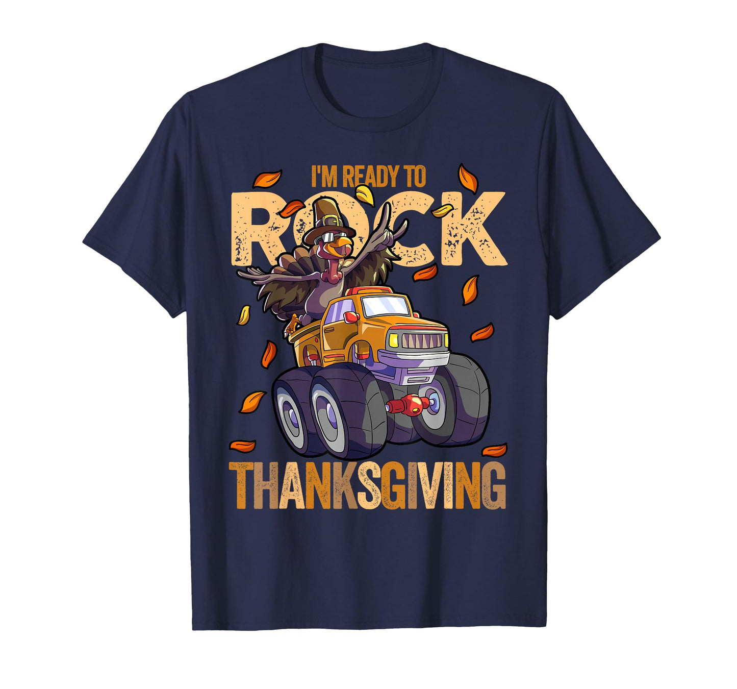 Funny Turkey Monster Truck Thanksgiving Kids Boys Turkey T-Shirt