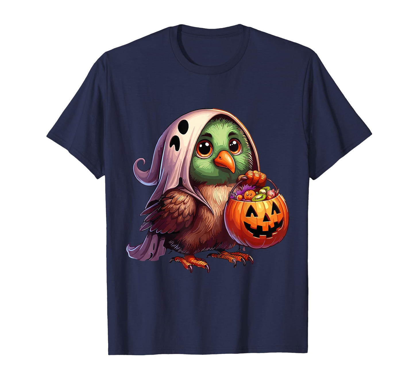 Scary Halloween Kiwi Bird Ghost Spooky Candy Bag T-Shirt