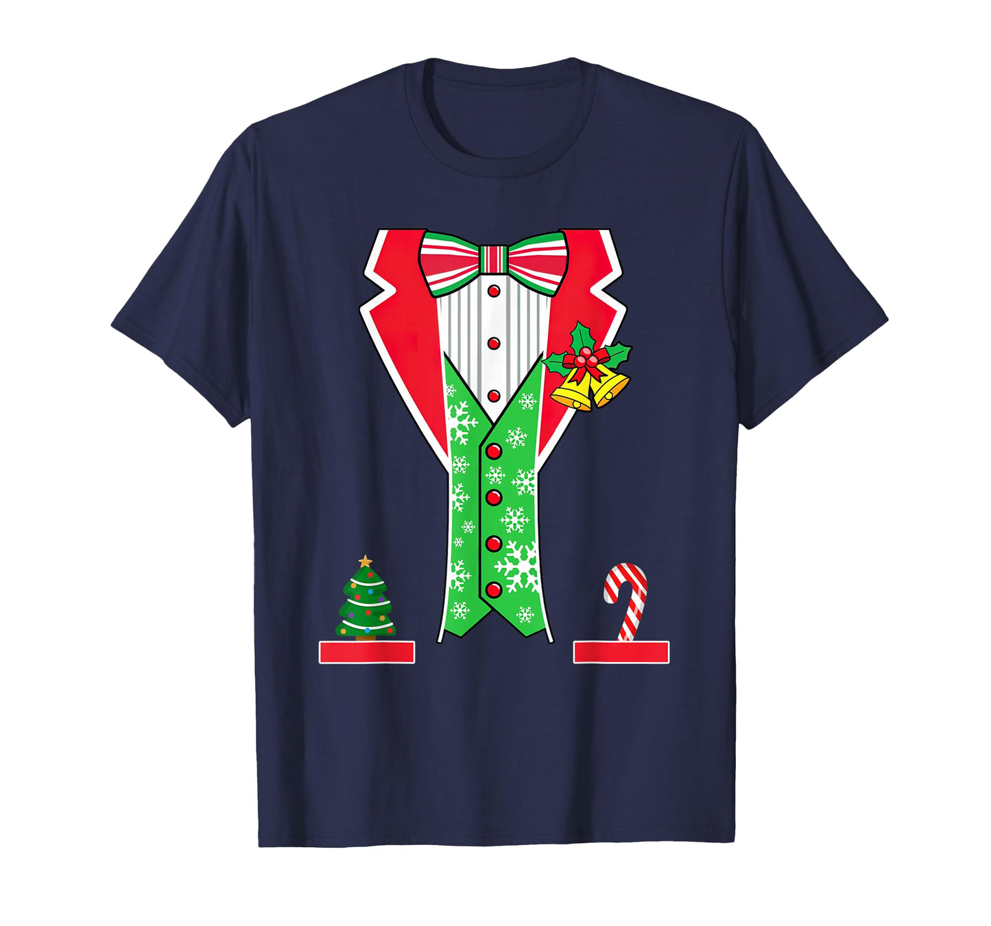 Christmas Tuxedo Costume Funny Xmas Tux Bowtie Men Boys Kids T-Shirt