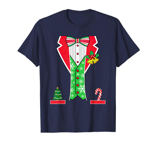 Christmas Tuxedo Costume Funny Xmas Tux Bowtie Men Boys Kids T-Shirt
