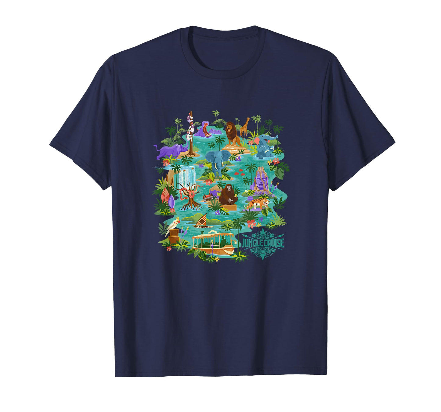 Disney Jungle Cruise Explore The Rivers of The World Map T-Shirt