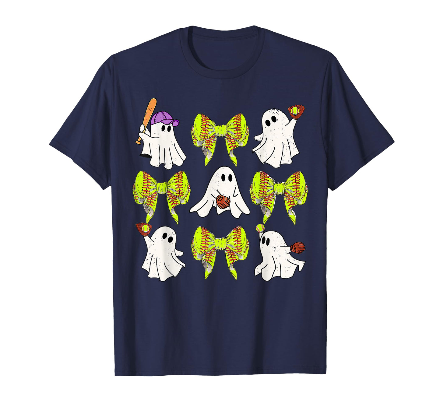 Halloween Softball Ghosts Softball Daughter Girls Mama Dad T-Shirt