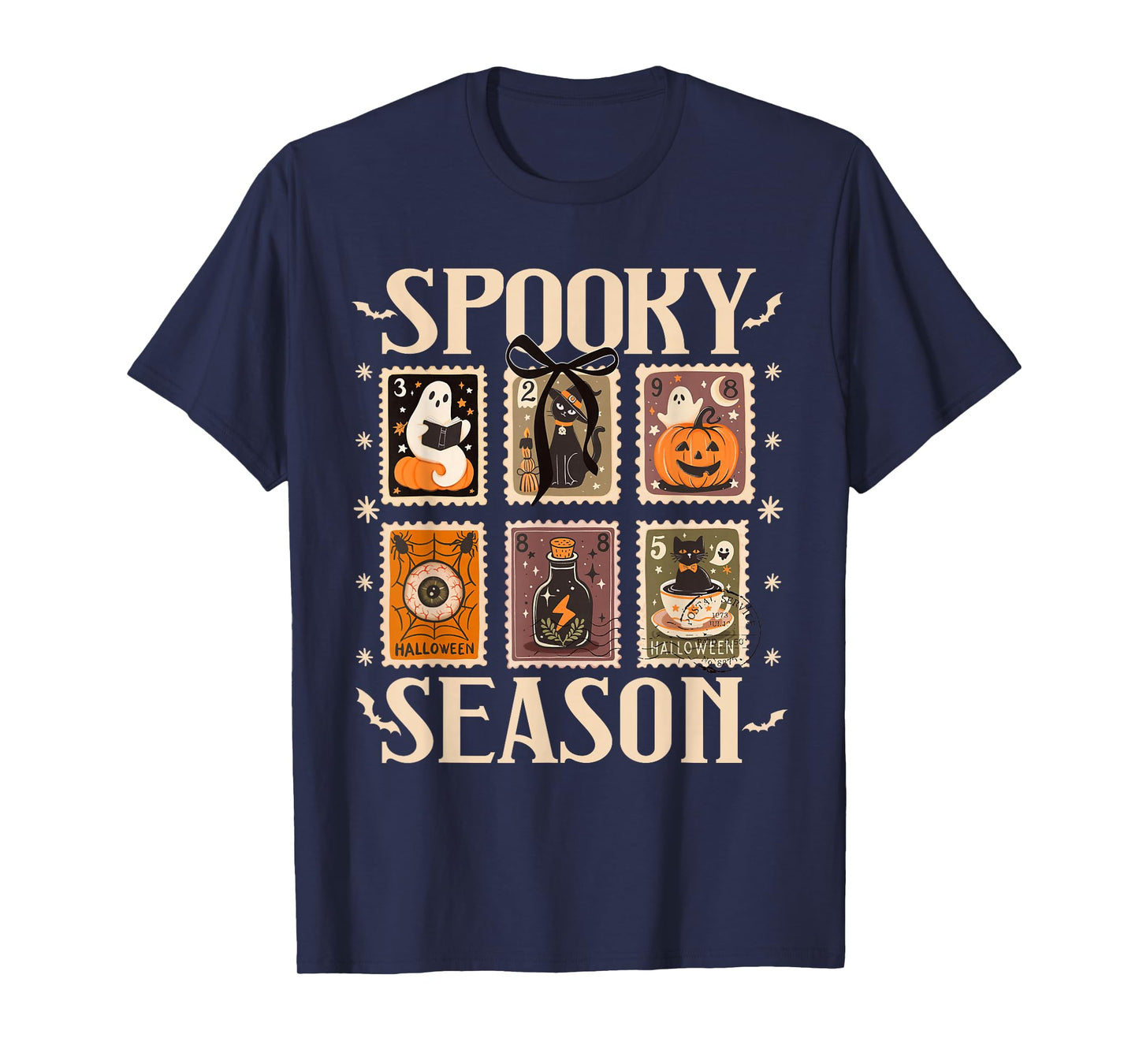 Retro Ghost Cute Fall Halloween Pumpkin Season T-Shirt