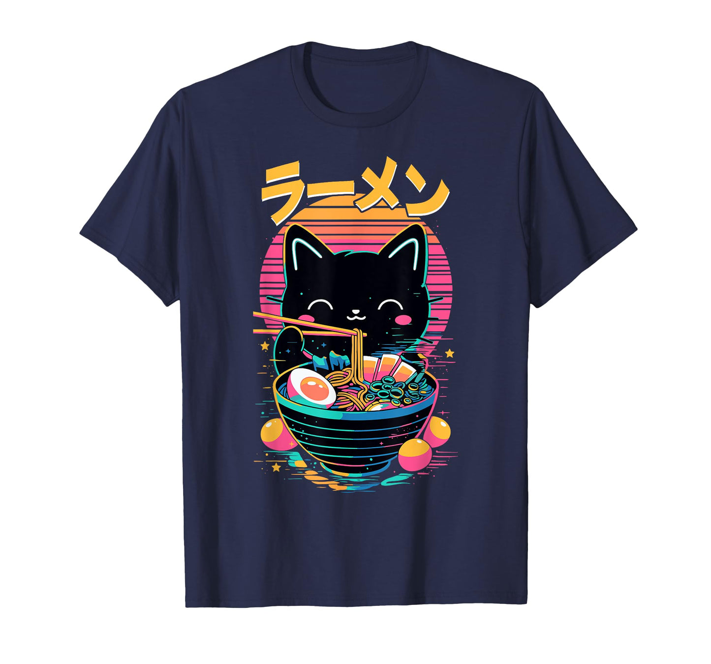 Anime Cat Eating Ramen Japanese Ramen Cat Japan T-Shirt