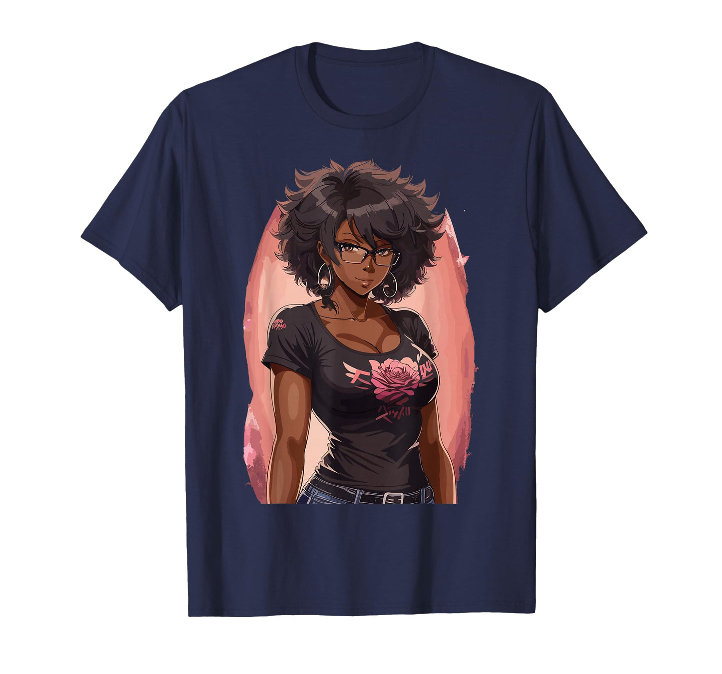 Black Anime Girl Kawaii Waifu Aesthetic Japanese T-Shirt