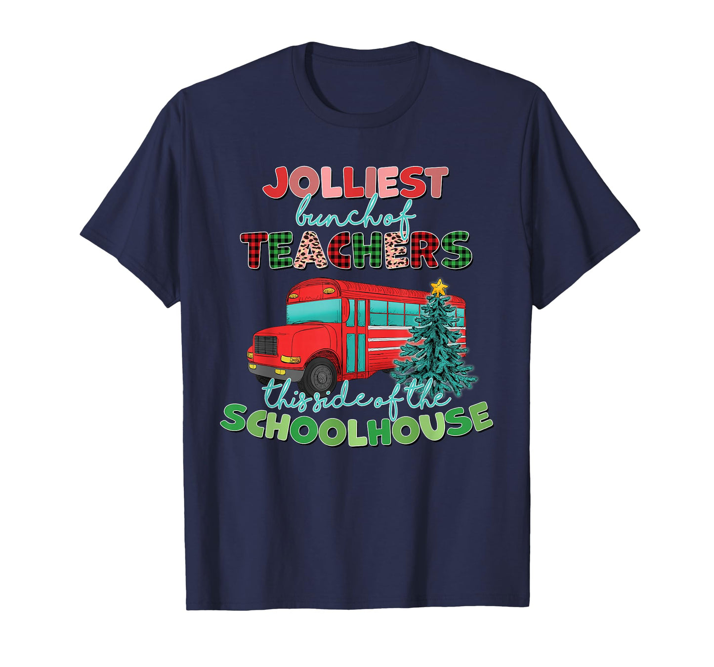Groovy Christmas Teacher Jolly Jolliest Bunch of Teachers T-Shirt