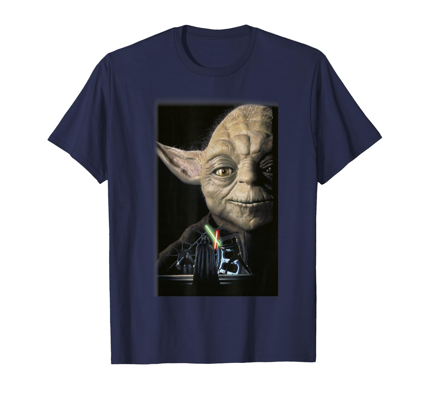 Star Wars Yoda Big Face Lightsaber Battle T-Shirt