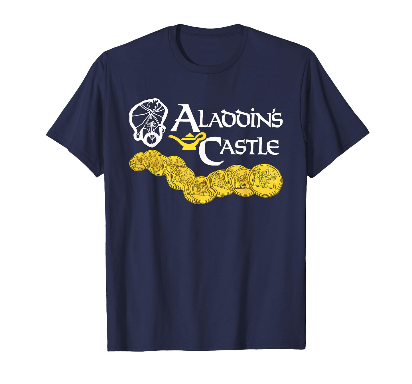 Aladdin's Castle Funny Quote T-Shirt - Unisex Adults - Black - Small - Short Sleeve - Classic Fit