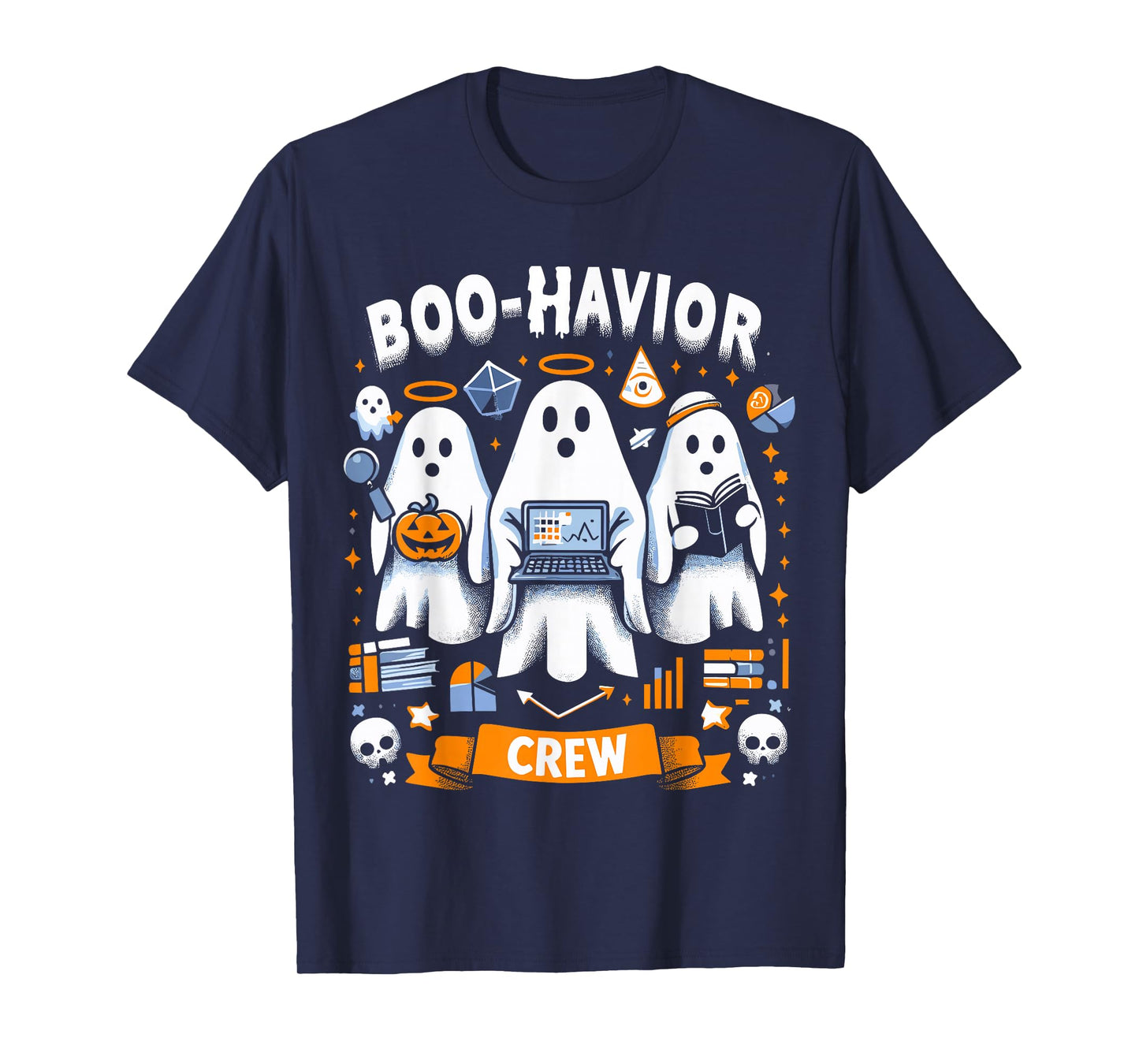 Behavior Analyst Halloween ABA Cute Ghost Boo-Havior Crew T-Shirt