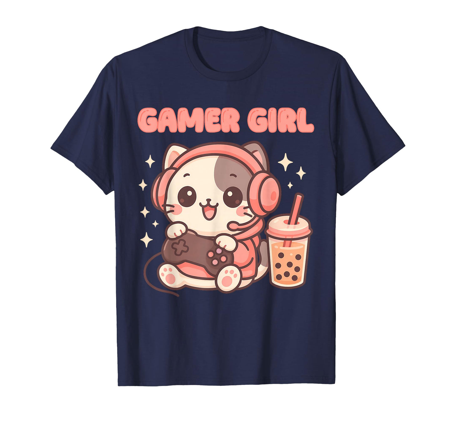 Gamer Girl Cat Gaming Cute Video Game Kawai Women Girls T-Shirt