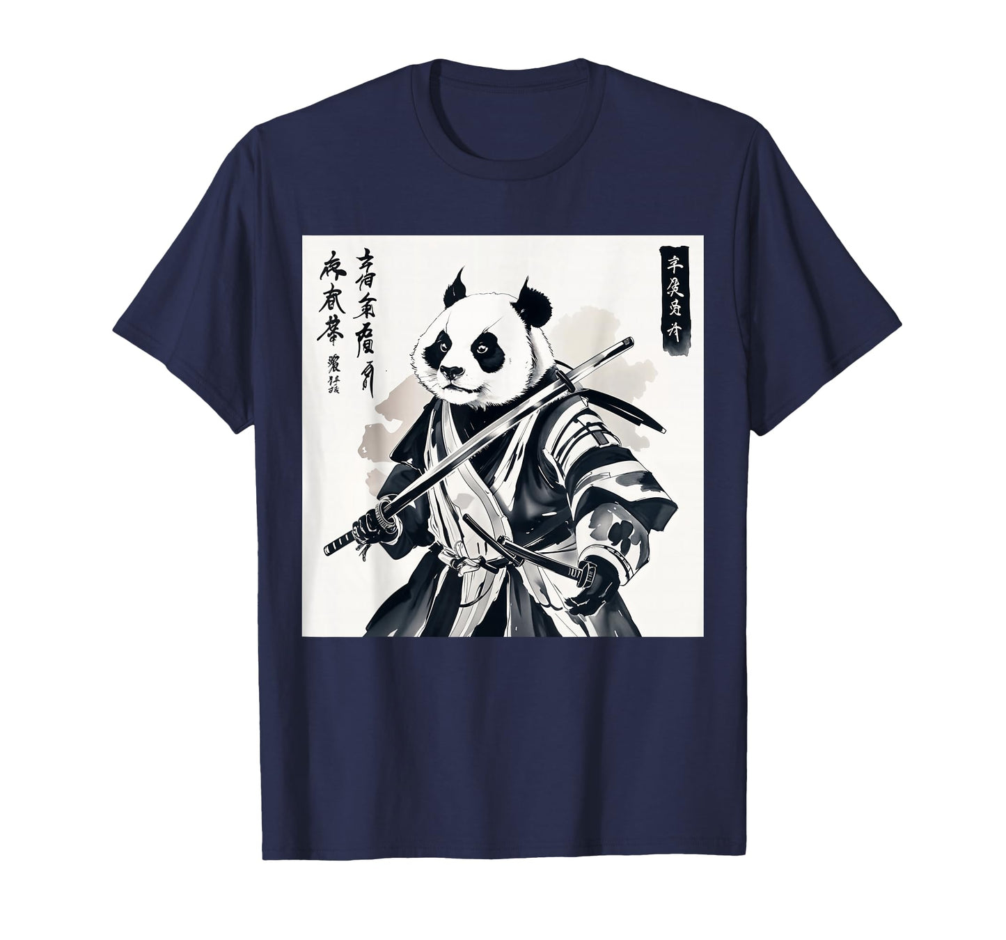 Samurai Panda Graphic Warrior Art tee Japanese Anime Ukiyo-e T-Shirt