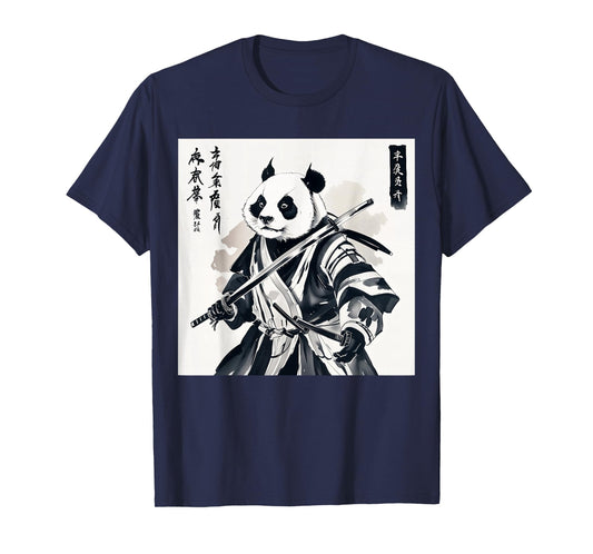 Samurai Panda Graphic Warrior Art tee Japanese Anime Ukiyo-e T-Shirt