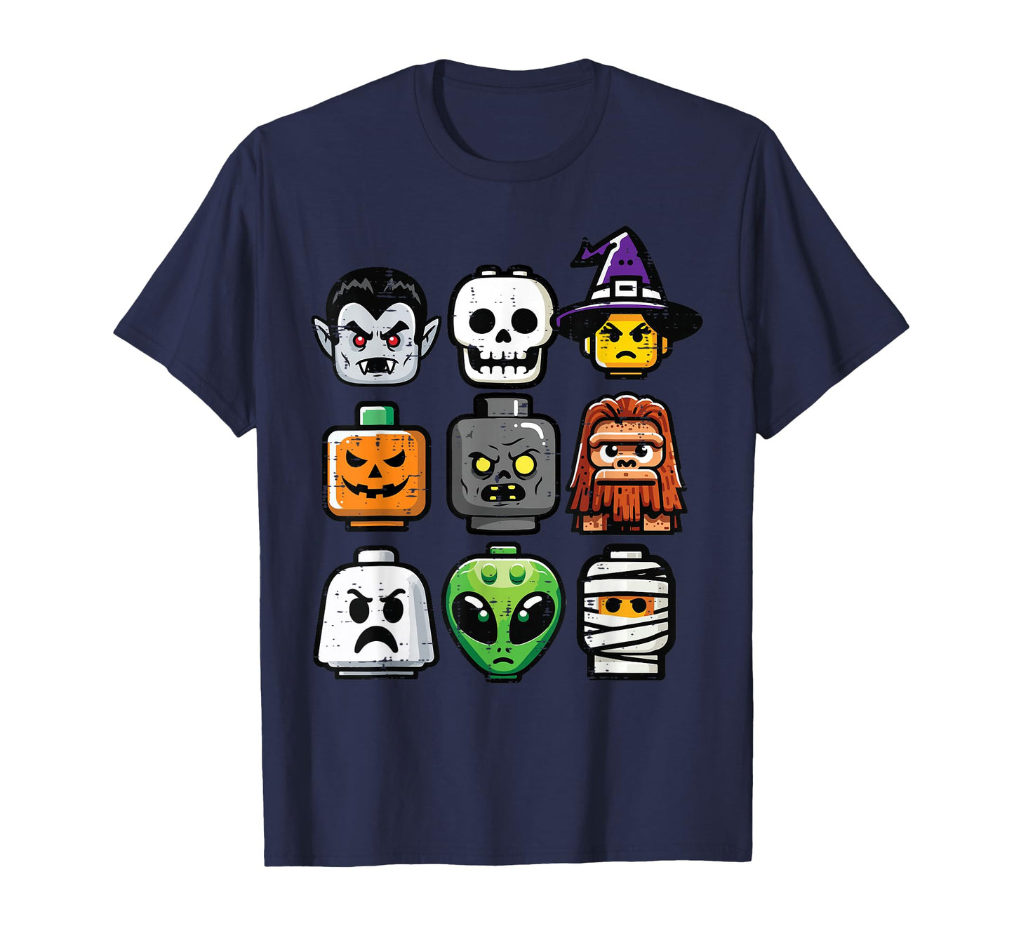 Halloween Brick Pumpkin Ghost Heads Costume Boys Kids Men T-Shirt