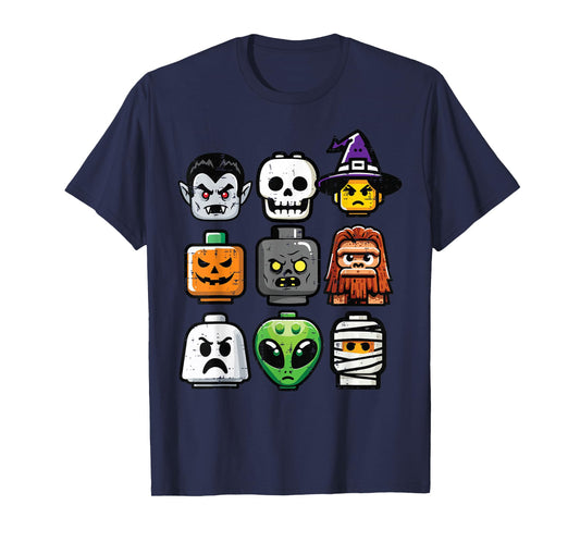 Halloween Brick Pumpkin Ghost Heads Costume Boys Kids Men T-Shirt
