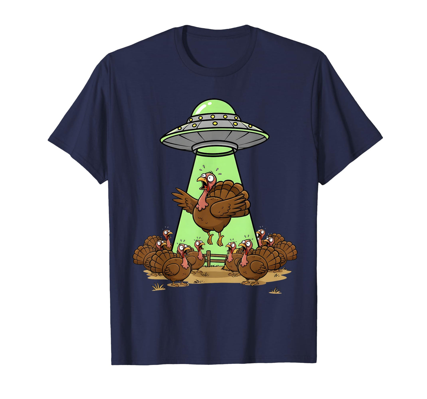 Alien UFO Turkey Abduction Funny Thanksgiving Holiday Humor T-Shirt