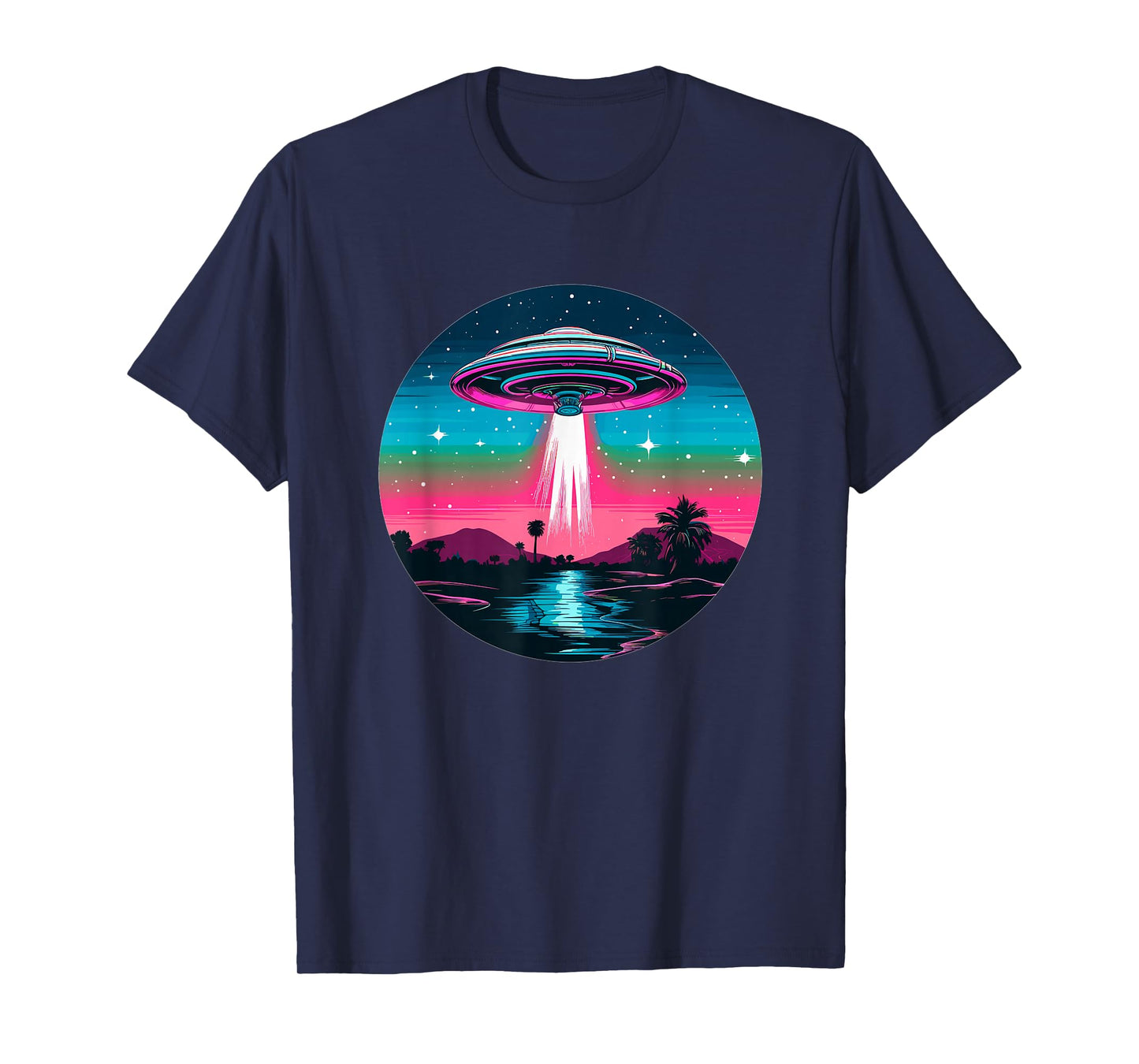 Retro Sci-Fi Alien Abduction Sunset I UFO T-Shirt