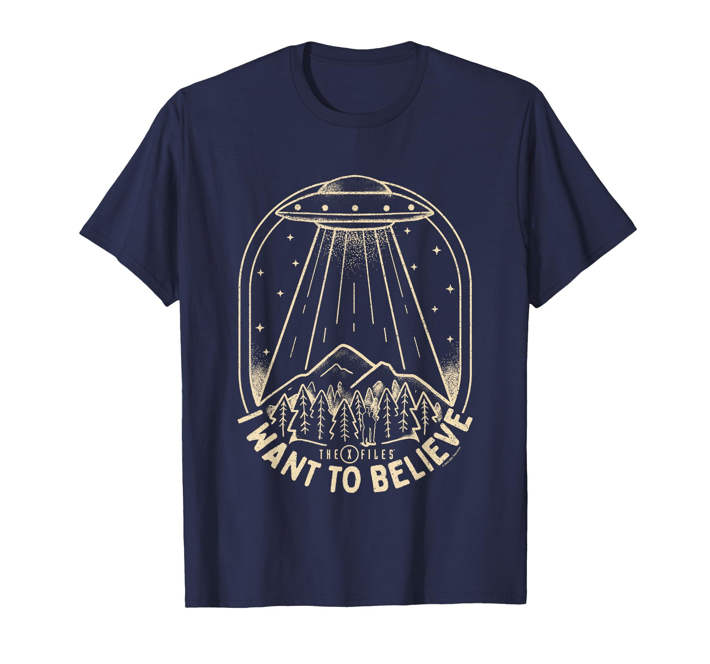 X-Files Iconic UFO I Want To Believe Distressed Silhouette T-Shirt