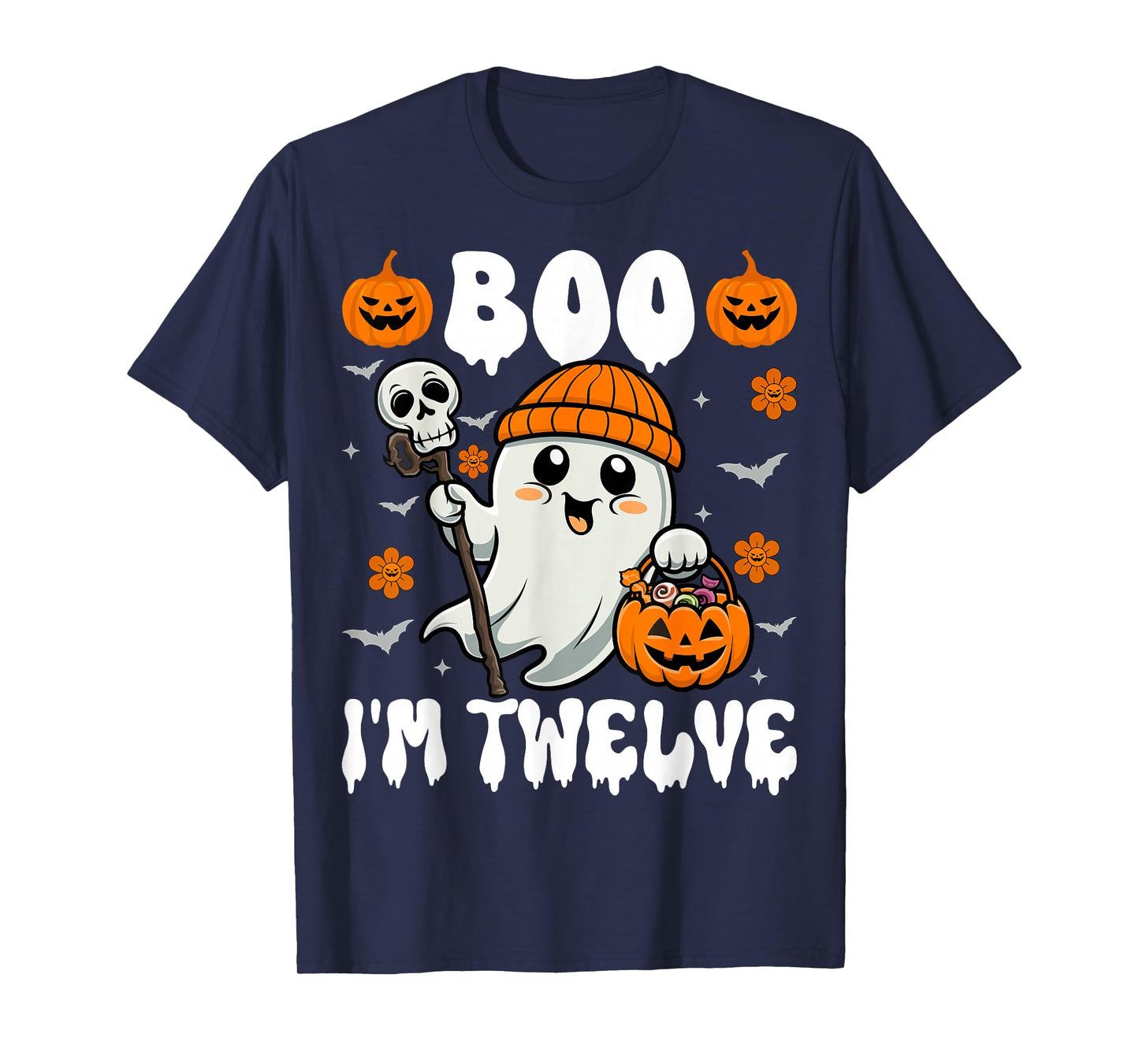 Boo I’m Twelve Ghost Trick or Treat 12th Birthday Halloween T-Shirt