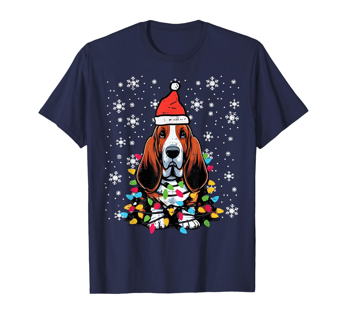 Christmas Basset Hound Cute Xmas Dog Owner Men Women Kids T-Shirt