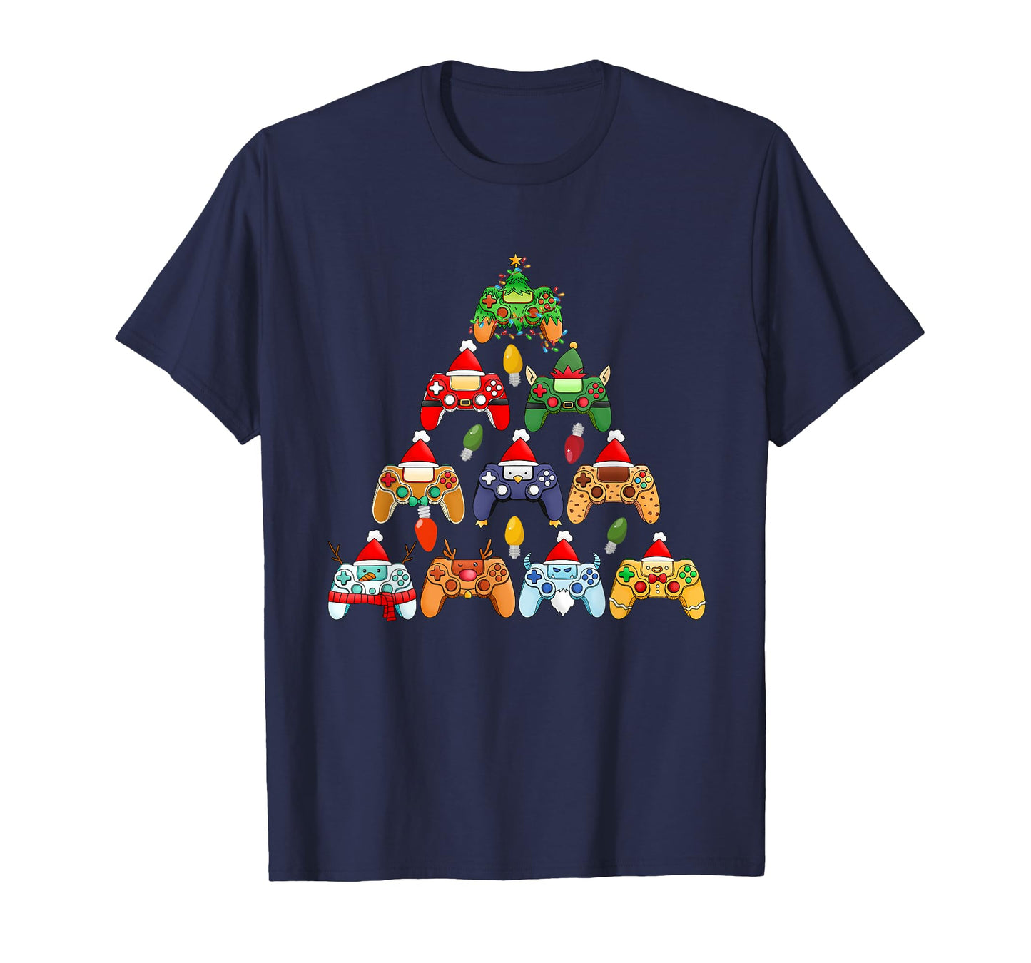 Beans Hot Tees Unisex-Adults Christmas T-Shirt Black Small Video Game Controller Christmas Tree Gamer Boy Girl Funny