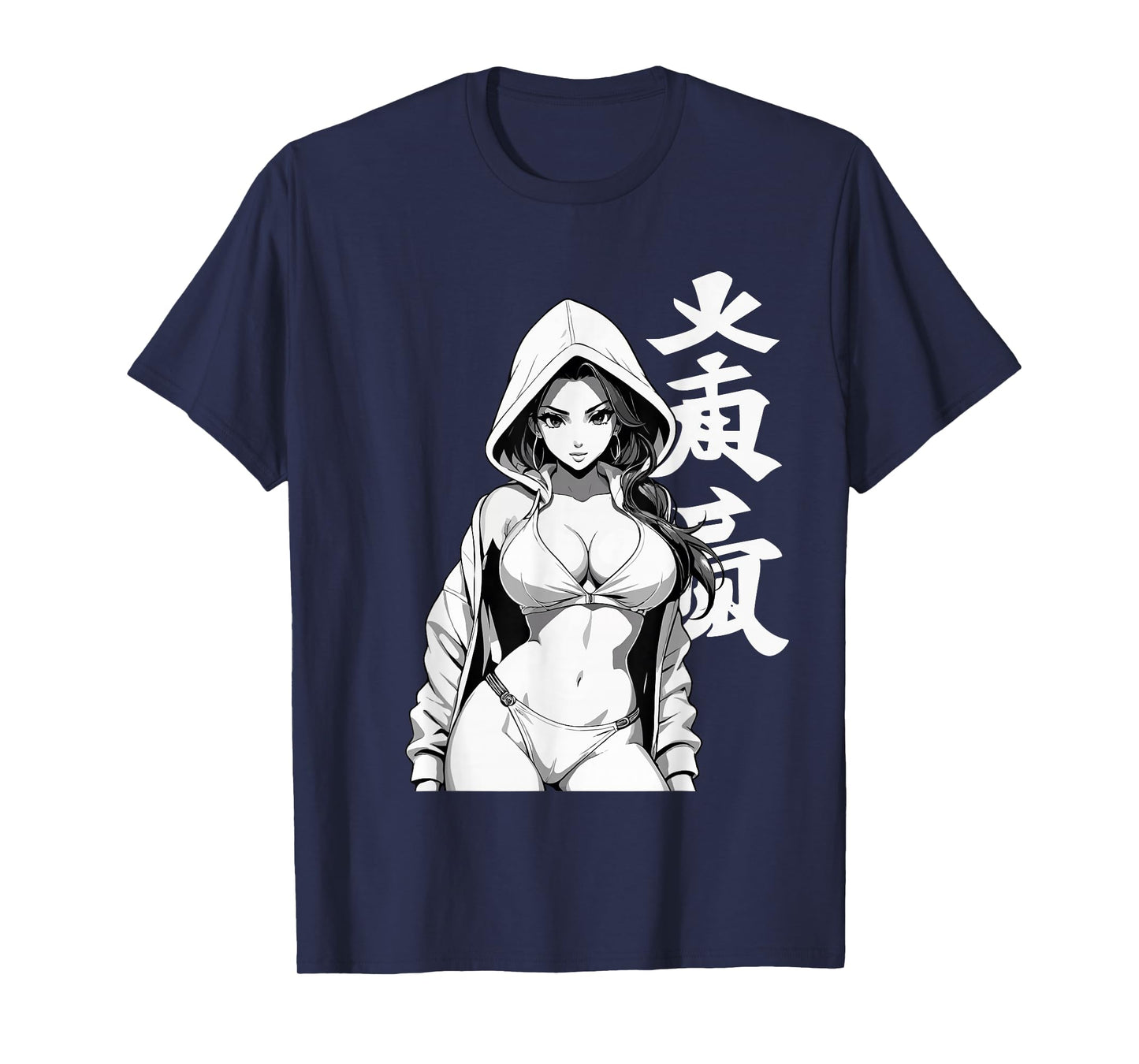 Sexy Waifu Sport Anime Girl Japanese in Black White Art T-Shirt