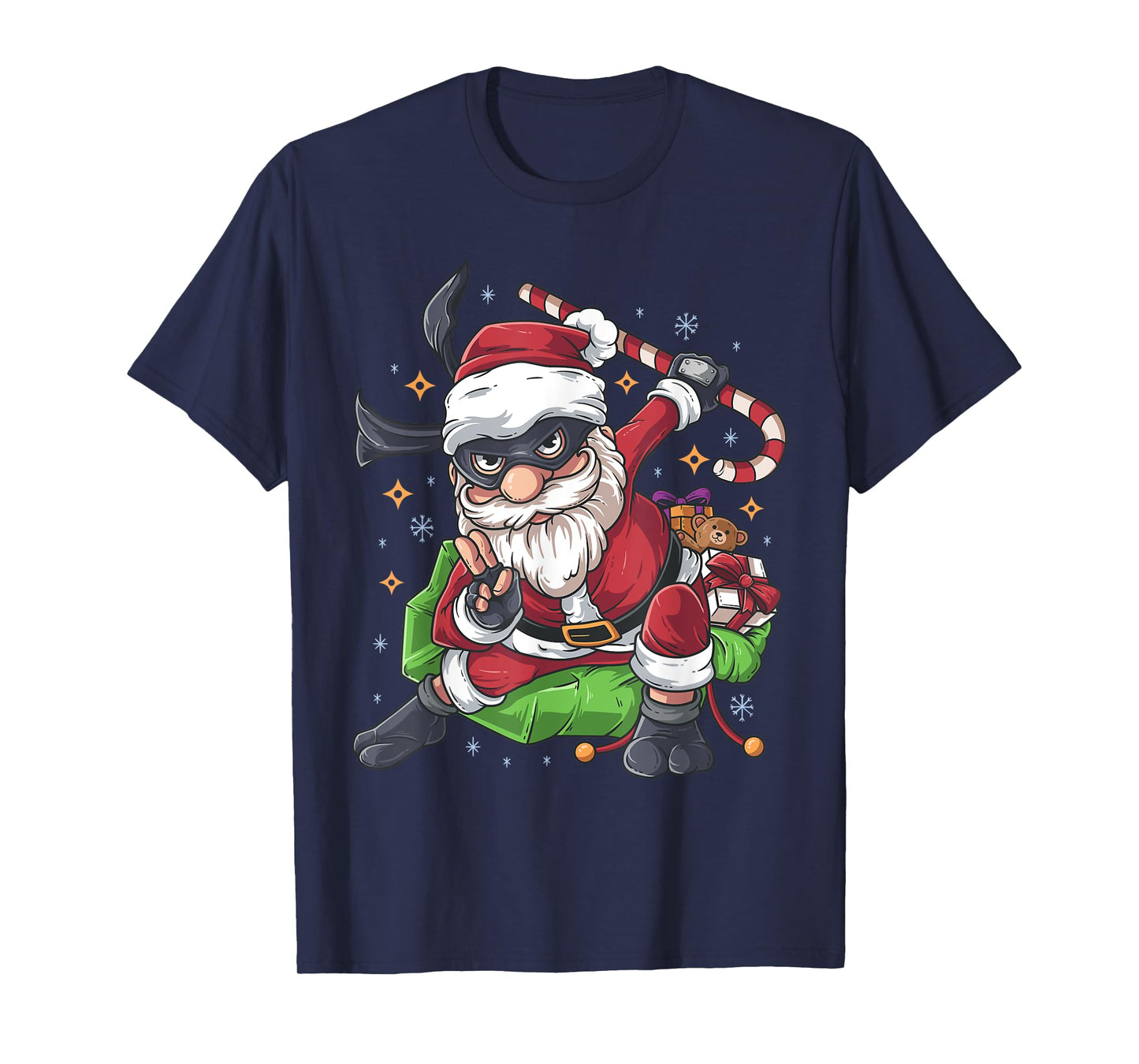 Ninja Santa Claus Candy Cane Funny Christmas Holiday T-Shirt