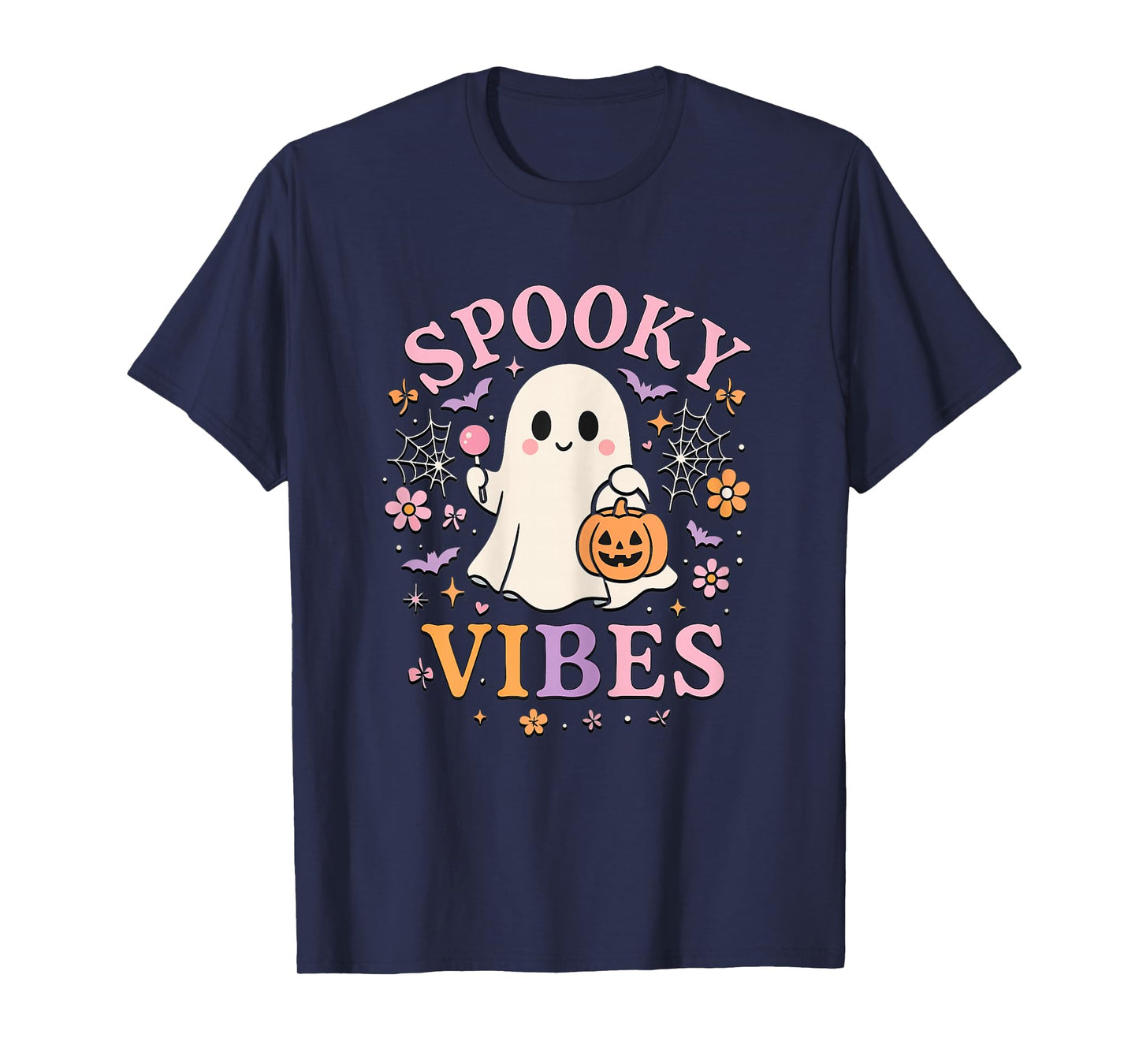 Spooky Vibes Cute Ghost Halloween for Girls Trick or Treat T-Shirt