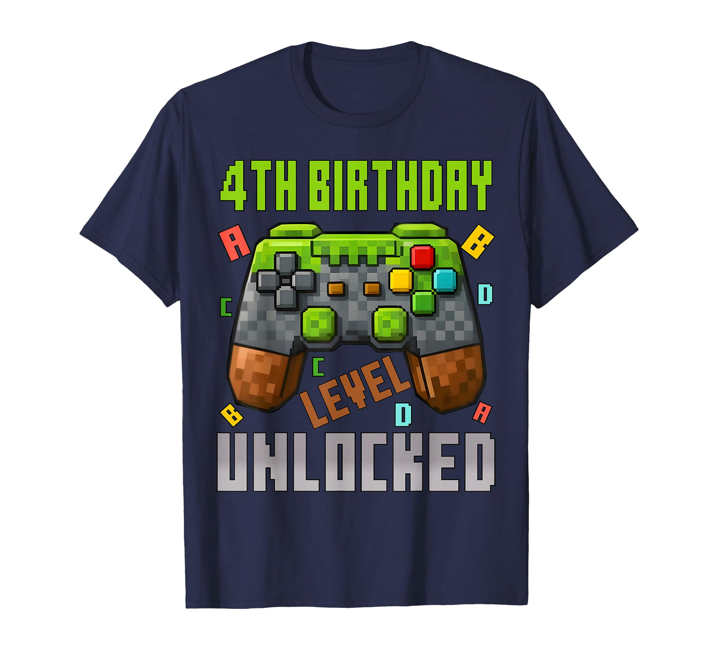 4th Birthday Boy Level 4 Unlocked Birthday Boy 4 Years Old T-Shirt