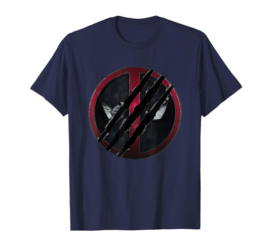 Marvel Deadpool & Wolverine Distressed Slashed Movie Logo T-Shirt