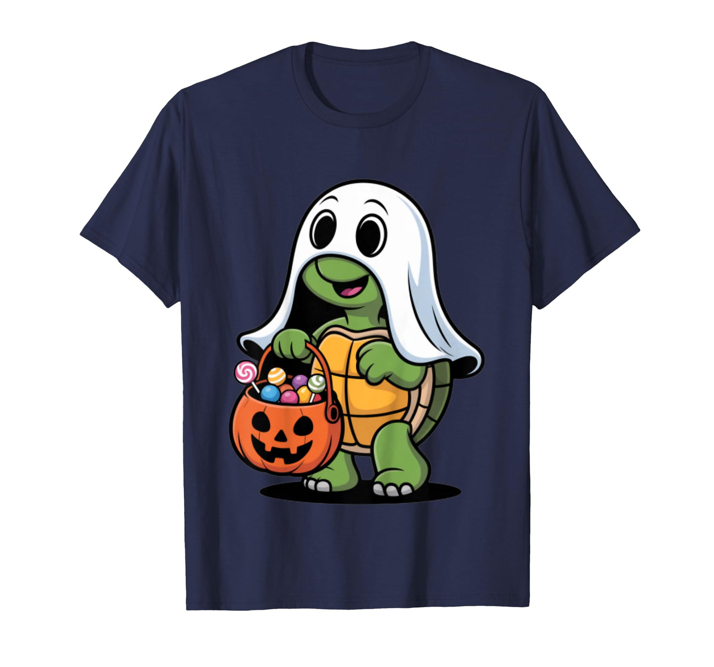 Cute Ghost Turtle with Candy Funny Halloween T-Shirt