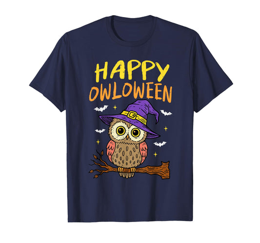 Spooky Owl Happy Owloween Witch Funny Halloween Bird Animal T-Shirt