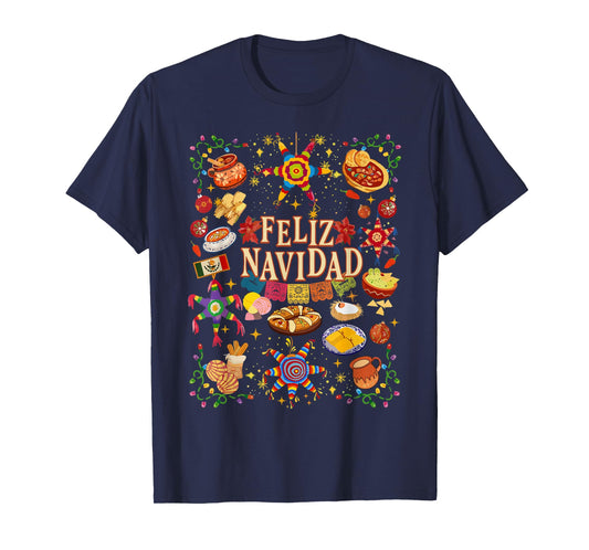 Retro Feliz Navidad Christmas Spanish Family Matching Xmas T-Shirt