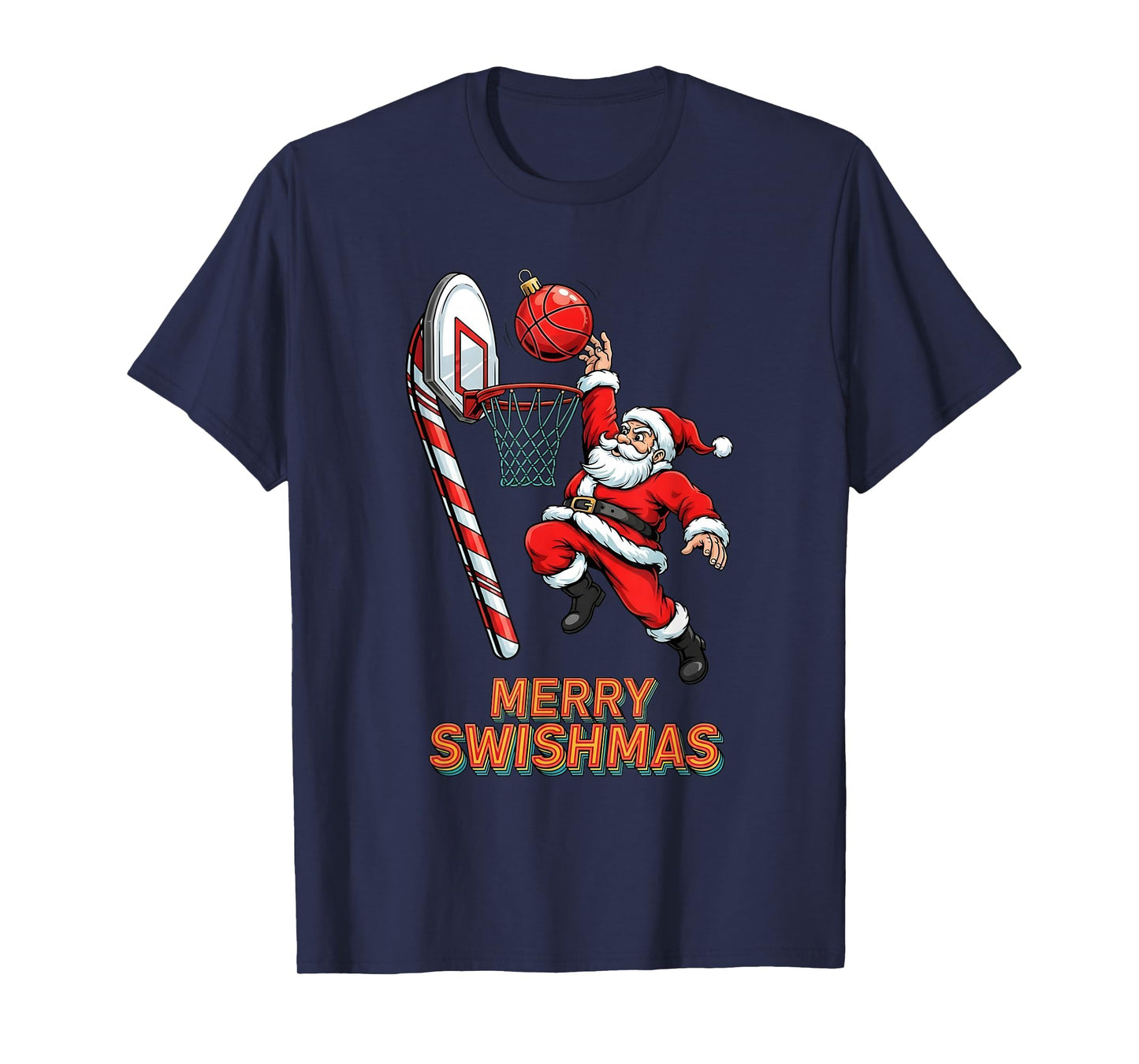 Santa Dunking Tshirt Merry Swishmas Basketball Christmas T-Shirt