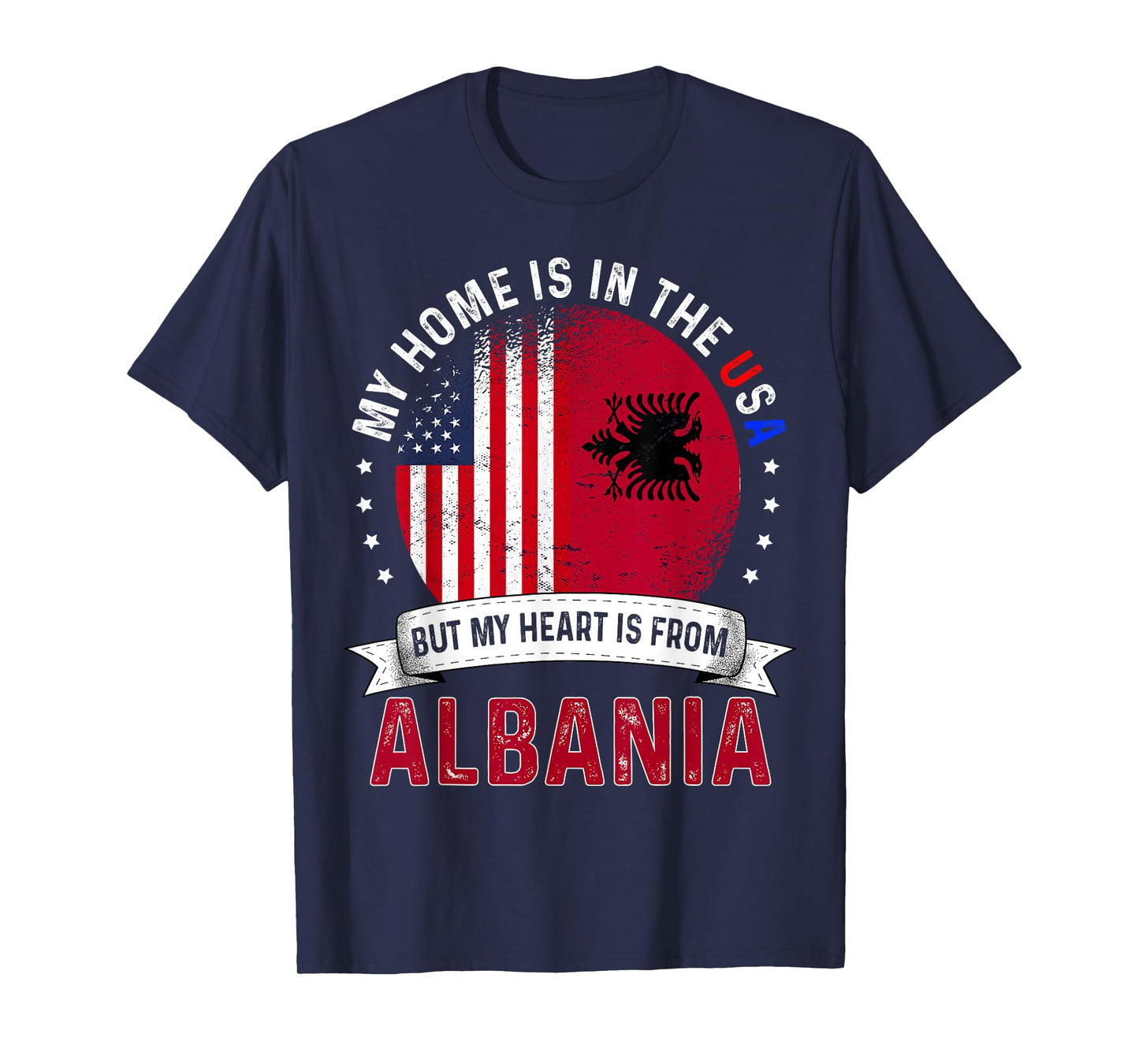 Albanian American Patriot Heart is from Albania Flag T-Shirt