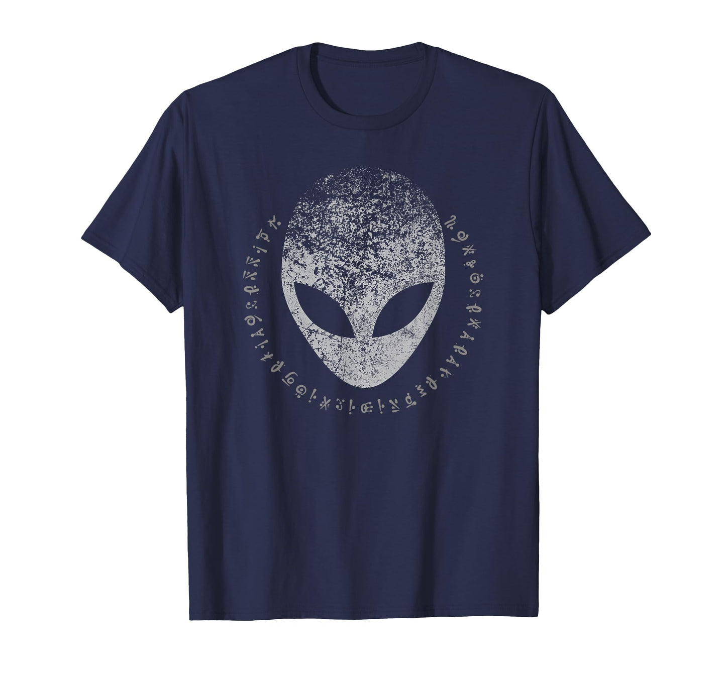 Distressed Ancient Alien Head With Alien Writing T-Shirt