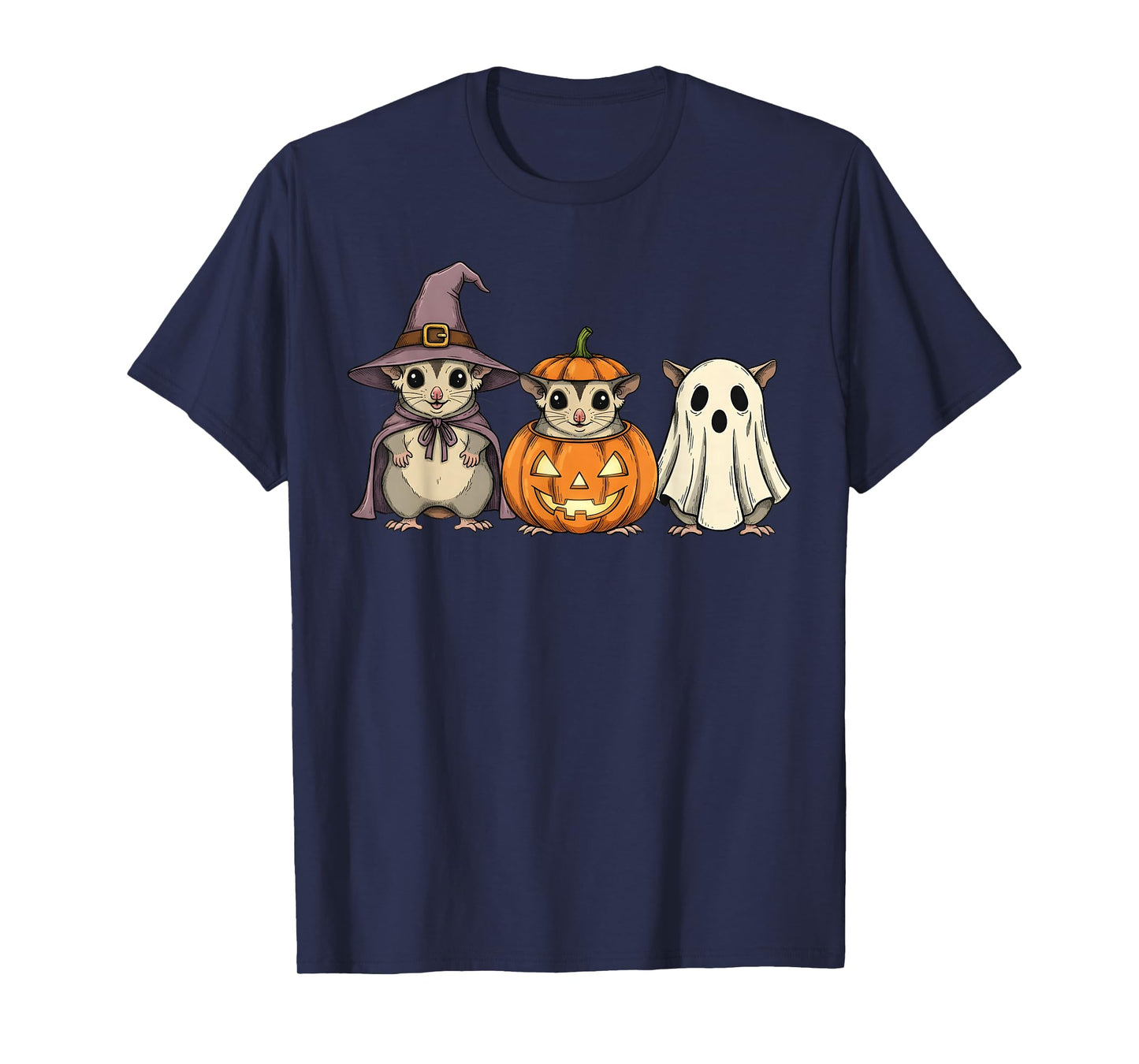 Spooky Ghost Sugar Glider Lover Pumpkin Halloween T-Shirt