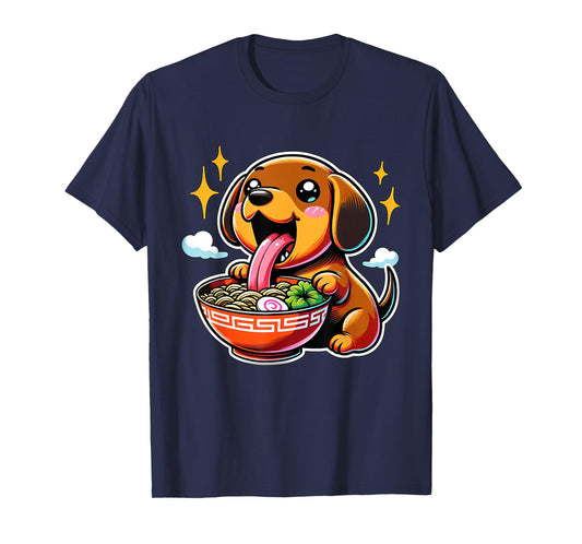 Kawaii Anime Dachshund Dog Ramen T-Shirt