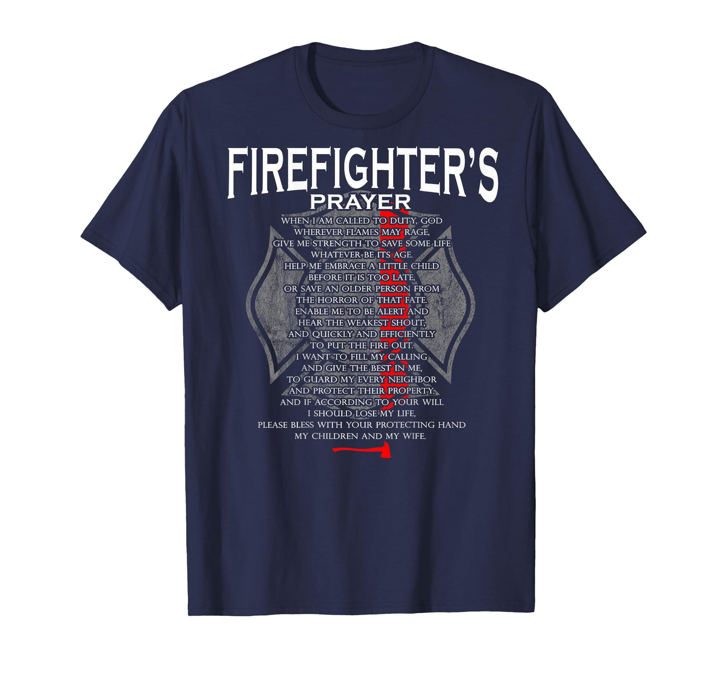 Firefighter's Prayer Thin Red Line T-Shirt T-Shirt