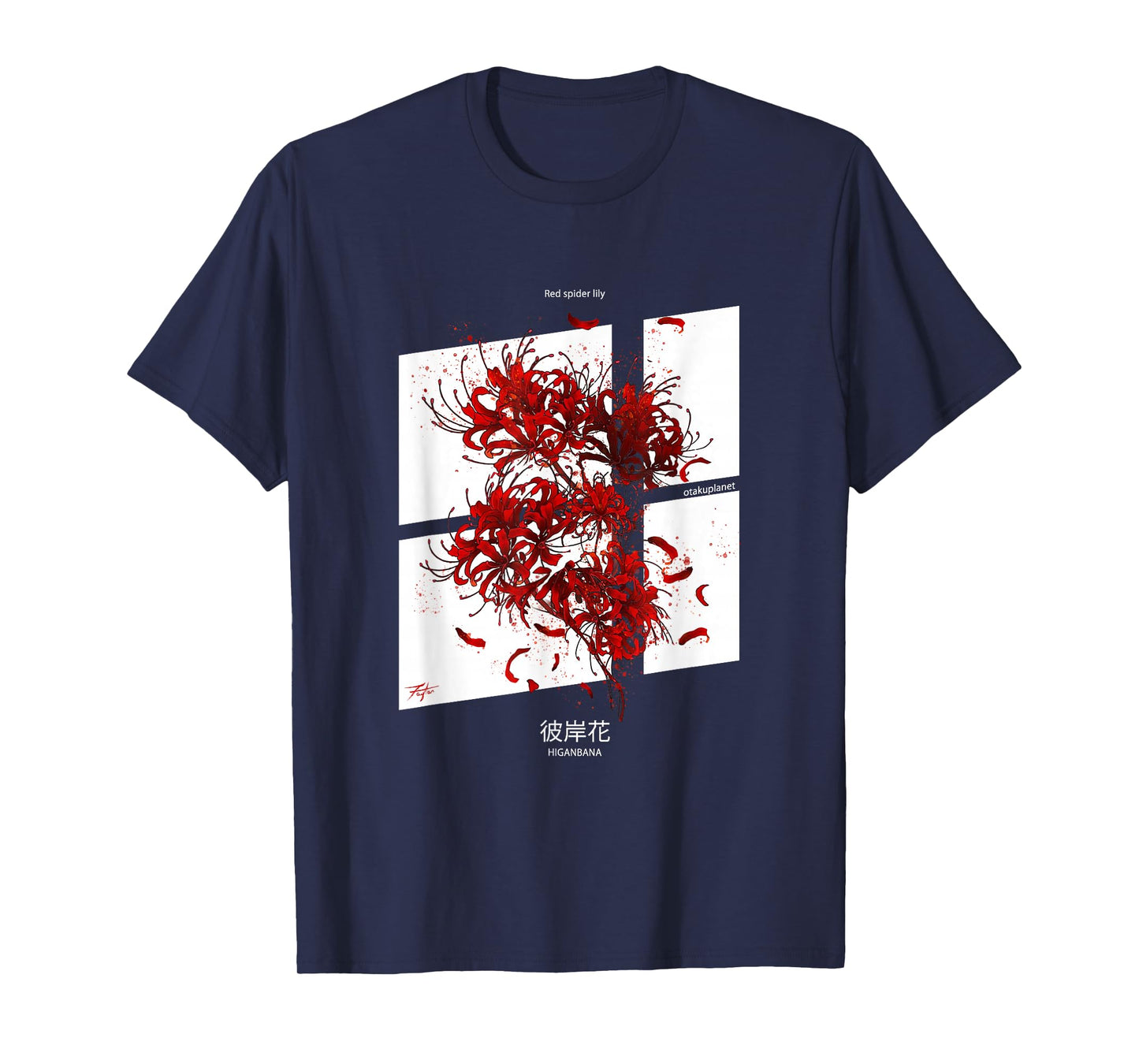 Higanbana or Red Spider Lily in Angular Grunge Anime T-Shirt