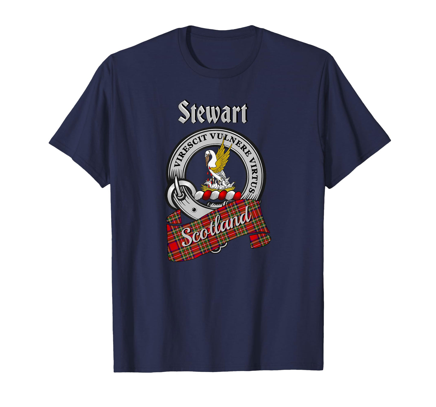 Stewart Scottish Clan Badge & Tartan T-Shirt