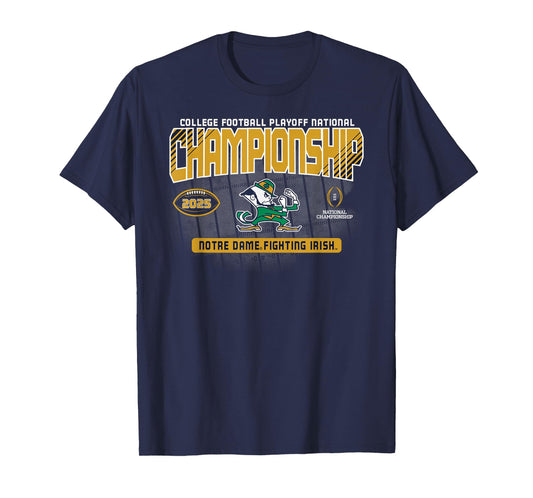 Elite Authentics Notre Dame Fighting Irish CFP Championship T-Shirt, Unisex-Adult, Blue, Small, Short Sleeve