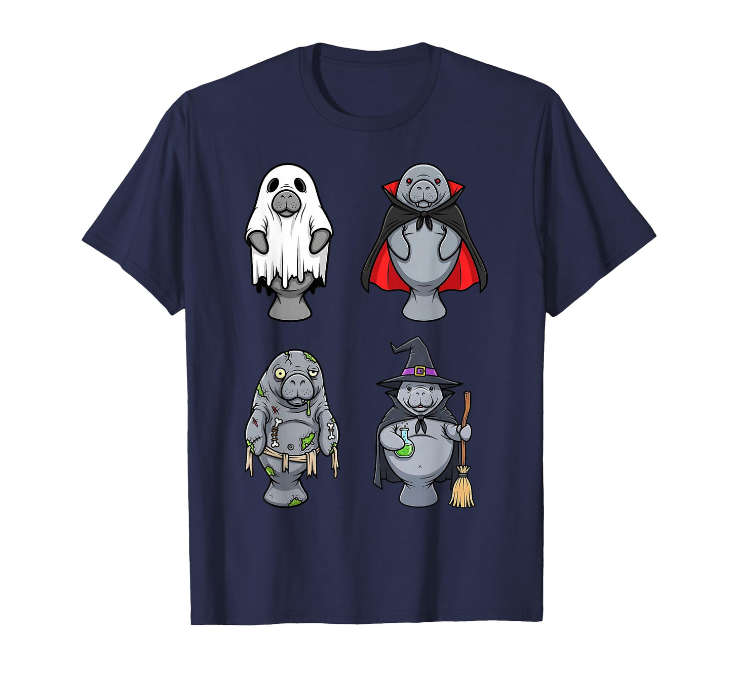 Funny Manatee Ghost Witch Zombie Vampire Halloween Costume T-Shirt